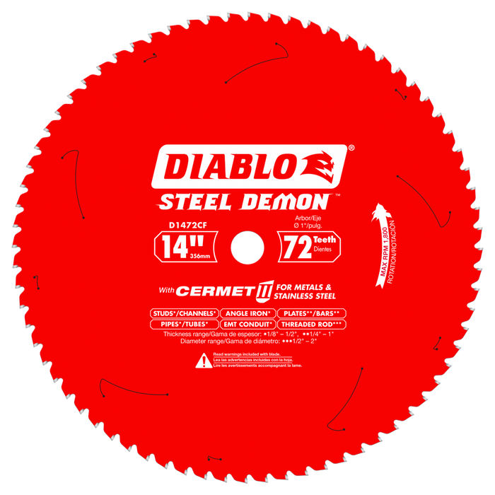 Diablo Tools Cermet II 14" x 72 Teeth Saw Blade for Metals and Stainless Steel