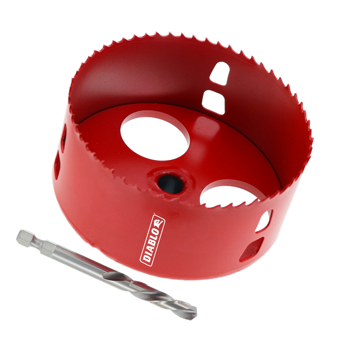 Diablo Tools Recessed Lighting Hole Saw shown with pilot bit