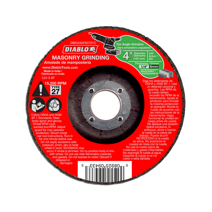 Diablo Tools 4" Masonry Grinding Discs - Type 27