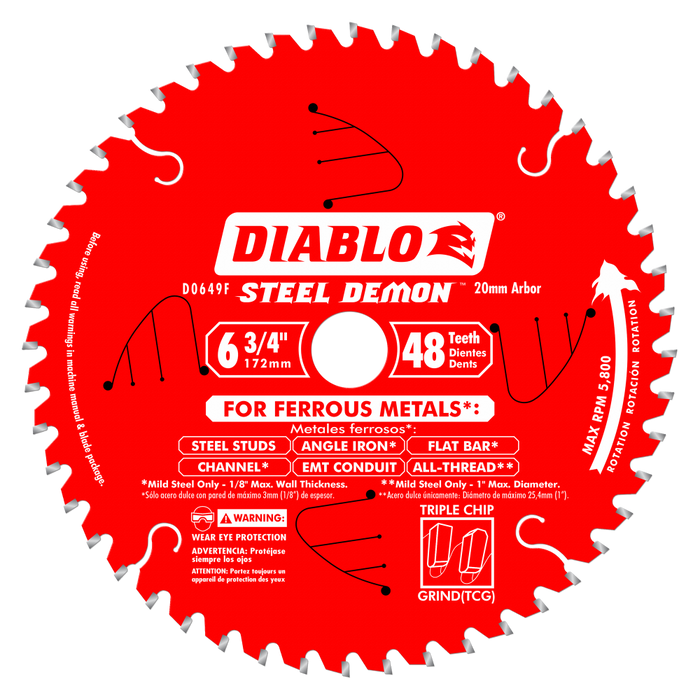 Diablo Tools Cermet II 6-3/4" x 48 Teeth Saw Blade for Metals and Stainless Steel