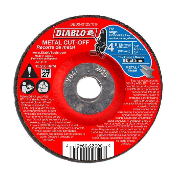 Diablo Tools 4" Metal Cut Off Discs - Type 27