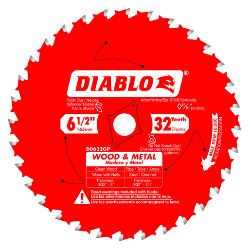 Diablo Tools 6-1/2" x 32 Tooth Wood & Metal Carbide Saw Blade