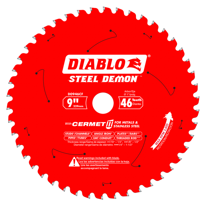 Diablo Tools Cermet II 9" x 46 Teeth Saw Blade for Metals and Stainless Steel