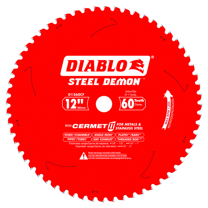 Diablo Tools Cermet II 12" x 60 Teeth Saw Blade for Metals and Stainless Steel