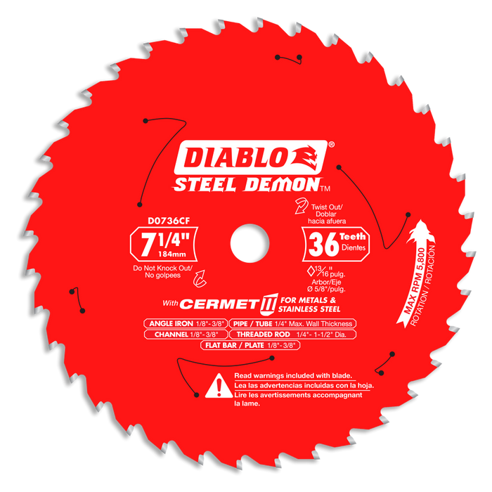  Diablo Tools Cermet II 7-1/4" x 36 Teeth Saw Blade for Metals and Stainless Steel