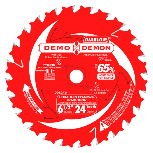 Diablo Tools 6-1/2" x 24 Tooth Demo-Demon Ultra-Thin Framing/Demolition Saw Blades