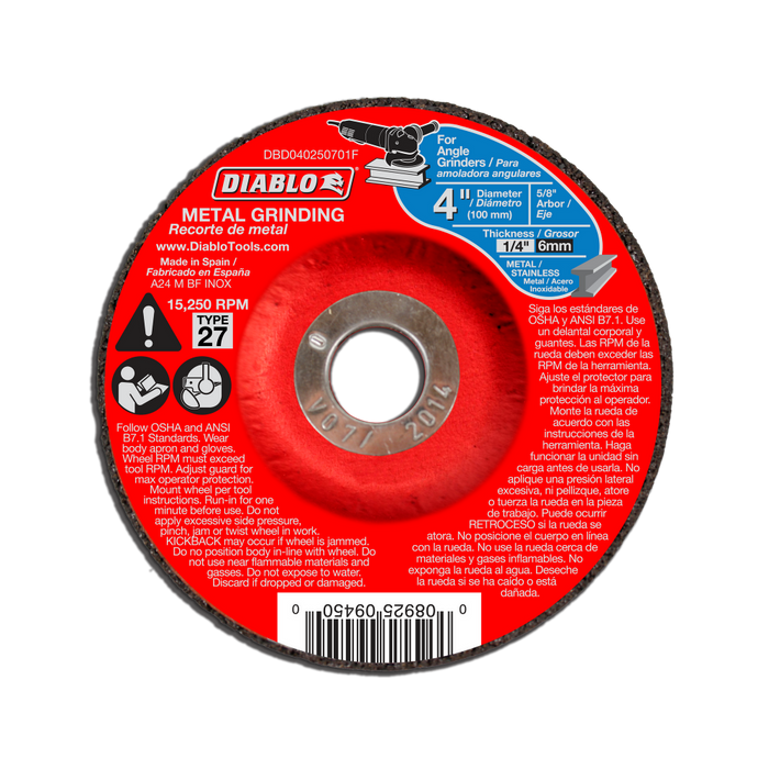 Diablo Tools 4" Metal Grinding Discs - Type 27