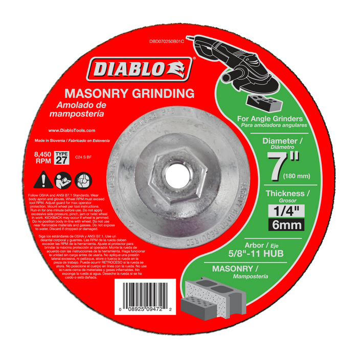 Diablo Tools 7" Masonry Grinding Discs - Type 27