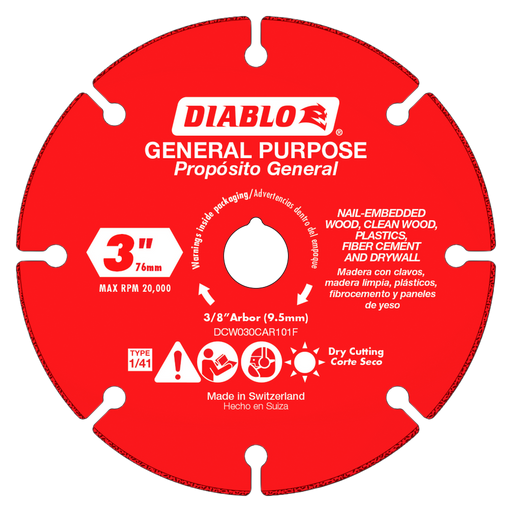 Diablo Tools 3 in. Carbide Grit Cut-Off Wheel for Multi-Materials